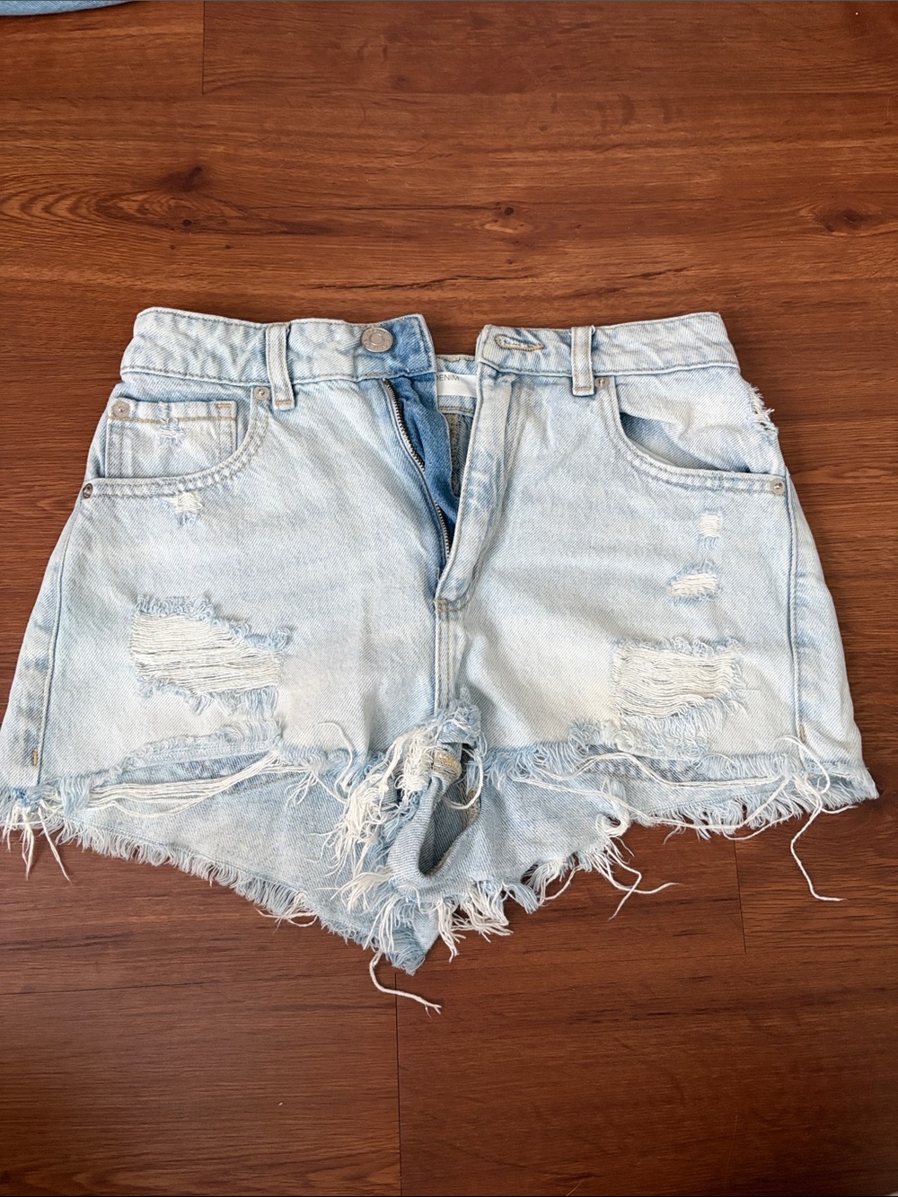 Garage Light Blue Distressed Denim Cutoff Shorts